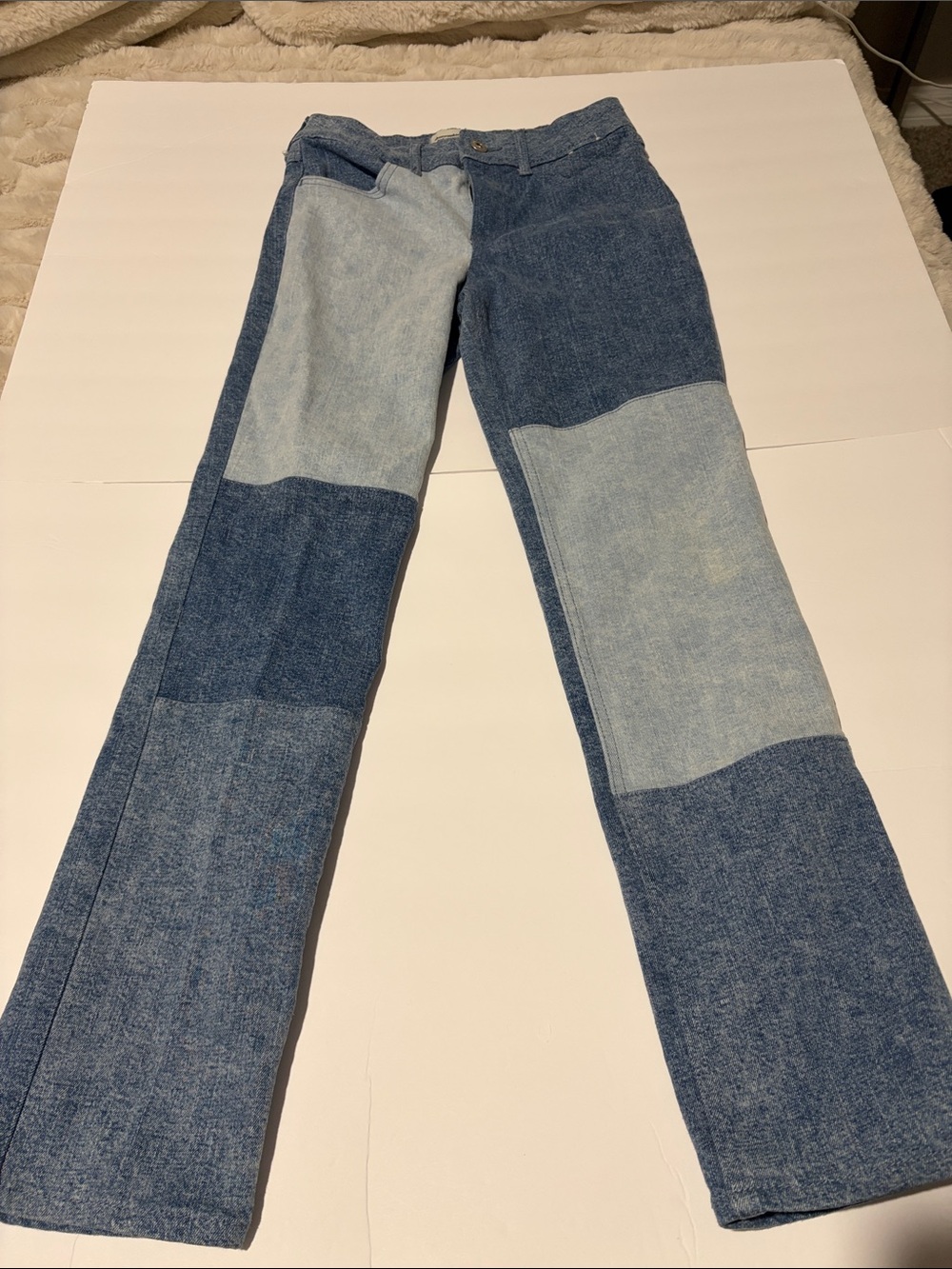 abercrombie kids girls 11/12 Long High-Rise Patchwork Color block Straight Leg